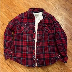 Lady Hathaway Red and Black Plaid Button-Up Shirt L